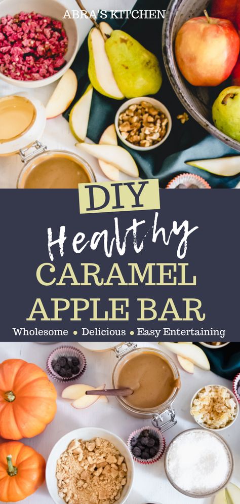 Caramel Apple Station, Carmelized Pears, Caramel Apple Bar, Healthy Caramel Apple, Healthy Caramel, Diy Caramel, Coconut Caramel Sauce, Apple Bar, Caramel Apple Bars