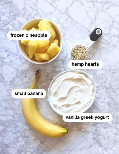 Smoothie With Protein, Banana Greek Yogurt, Smoothie Pineapple, Avocado Banana Smoothie, Pineapple Banana Smoothie, Pineapple Juice Recipes, Recovery Smoothie, Pineapple Smoothie Recipes, Banana Smoothie Healthy