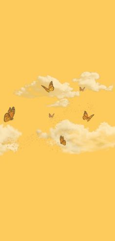 Yellow Background, Butterflies, Wallpapers, Iphone, Yellow