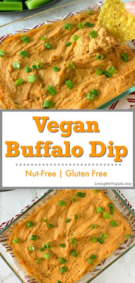 Vegan Buffalo Chicken Dip, Vegan Buffalo Dip, Vegan Buffalo Chicken, Buffalo Dip, Dip Vegan, Vegan Party Food, Healthy Appetizer, Vegan Junk Food, Plant Based Snacks