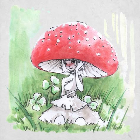 ArtStation - Empire of Mushrooms, Barbora Urbankova Arte Indie, Fairy Drawings, Mushroom Drawing, Mushroom Art, Cute Little Drawings, Fairy Art, Sketchbook Art Inspiration, Art Inspiration Drawing, Art Drawings Sketches