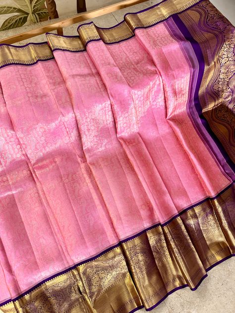 Please follow us in insta https://www.instagram.com/aravindadesignstudio/ For Orders: WhatsApp at (+91)7330901365/(+1)8586035605 Pink With Purple Silk Saree, Gold Pattu Saree, Classy Sarees, Blue Silk Saree, Latest Bridal Blouse Designs, Kanjivaram Sarees Silk, Bridal Sarees South Indian, Pure Georgette Sarees, Dresses Sewing