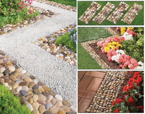 Amazon.com : Stone Landscape Garden Border Path Mats - Set of 4 : Patio, Lawn & Garden Pebble Garden, Front Yard Decor, Landscape Borders, Wildlife Garden, Garden Border, Garden Stepping Stones, Sloped Garden, Landscape Edging, Garden Pathway