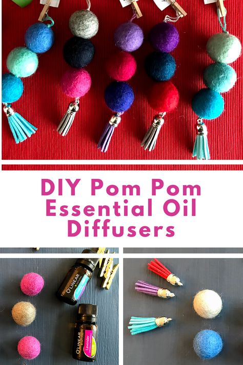 This pom pom essential oil diffuser homemade gift is a nice alternative to disposable and chemical-filled car air fresheners. Easy to make, click to find out how we made them! Diy Essential Oil Diffuser, Car Air Freshener Diy, Diffuser Diy, Homemade Air Freshener, Car Diffuser Essential Oils, Essential Oil Diffuser Blends Recipes, Diy Air Freshener, Essential Oil Jewelry, Diy Essentials