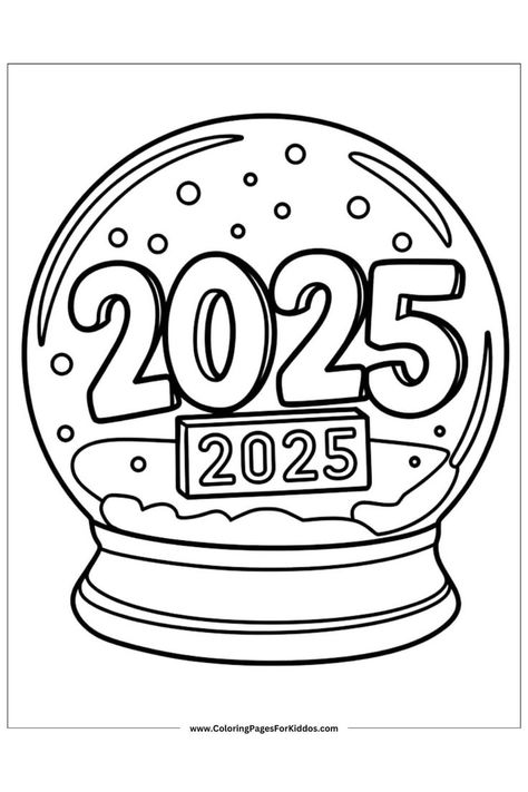 A snow globe with a snowy scene, great for New Year’s celebrations. New Years Lesson Plan, Happy New Year Art Ideas, New Year Worksheets For Kids, New Years Preschool, New Year Colouring Pages, New Years Crafts For Kids, New Years Activities For Kids, Happy New Year Coloring Pages, January Art Projects For Kids