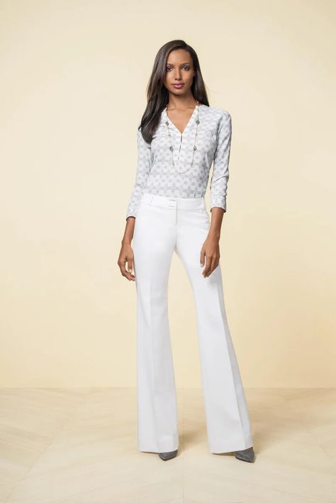 The Limited's Olivia Pope Inspired Collection - Essence Flared Slacks, Scandal Fashion, Olivia Pope Style, Ruffle Collar Top, White Sheath Dress, Olivia Pope, Tulip Skirt, Professional Attire, Work Wardrobe