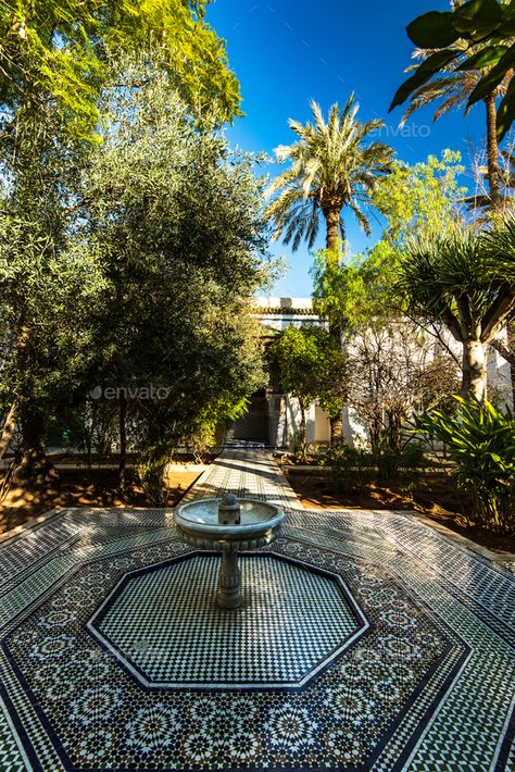 Garden of Bahia Palace in Marrakesh,Morocco. by merc67. Garden of Bahia Palace in Marrakesh,Morocco.. #AD #Palace, #Bahia, #Garden, #Morocco Morocco Decor, Bahia Palace, Arch Architecture, Marrakesh Morocco, Minimal House Design, Garden Fountains, Envato Elements, Bohemian Decor, Marrakech