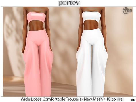 The Sims Resource - Wide Loose Comfortable Trousers Sims 4 Sleeveless Top, Plus Size Posing, Comfortable Trousers, Sims 4 Cas Mods, Sims 4 Cc Kids Clothing, Play Sims 4, Pelo Sims, Sims 4 Cc Shoes, Sims 4 Expansions