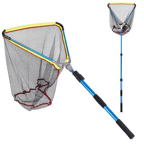 EMSECKO Collapsible Folding Landing Net, 78 inch Unfolded Length, Fishing Dip Nets with Telescopic Pole Handle, Durable Rubber Coating Knotless Mesh, Safe Fish Catching Catching Butterflies, Fish Catching, Telescopic Pole, Fish Net, Deep Sea Fishing, Fishing Net, Fishing Tools, Fishing Pole, Fishing Accessories