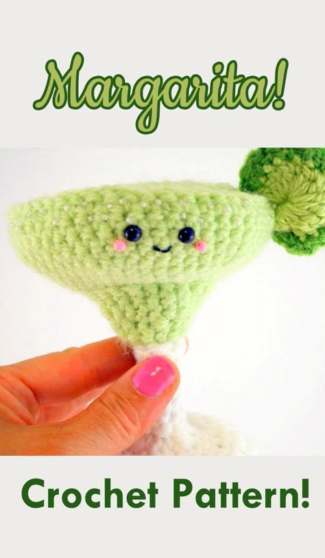 Tiki Crochet Pattern, Crochet Margarita Pattern, Crochet Sombrero Pattern, Crochet Tea Cup, Crochet Critters, Sunroom Ideas, Crochet Cactus, Cute Sewing Projects, Margarita Cocktail