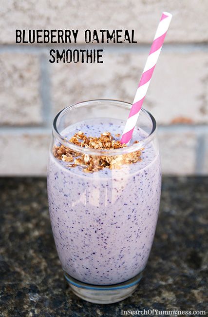 Blueberry Oatmeal Smoothie | InSearchOfYummyness.com | #recipe #healthy #smoothie Blueberry Oatmeal Smoothie, Oatmeal Smoothie, Oatmeal Smoothie Recipes, Oat Smoothie, Blueberry Oatmeal, Blueberries Smoothie, Mango Smoothie, Healthy Smoothie, Idee Pasto Sano