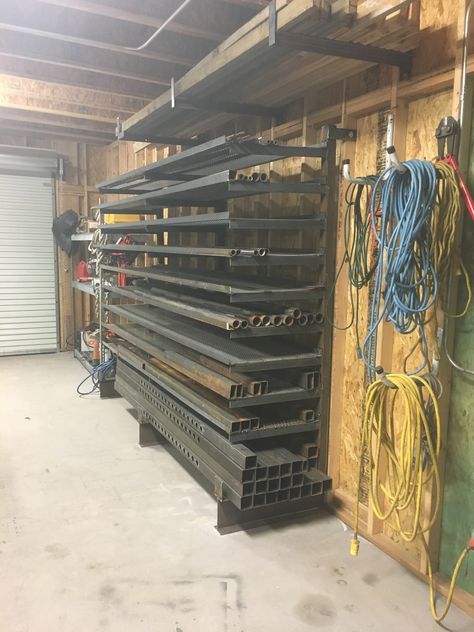 Small Welding Shop Layout, Metal Workshop Storage, Metal Fabrication Shop Ideas, Metal Shop Organization, Welding Shop Organization, Welding Shop Layout, Welding Shop Ideas, Welding Workshop, Garage Workshop Layout