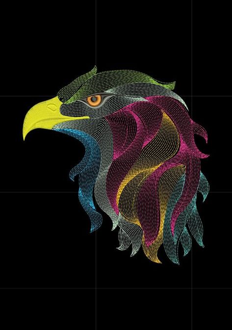 Eagle Embroidery design: Machine embroidery design Machine Embroidery Designs Projects, Wilcom Embroidery, Flower Print Pattern, Kantha Embroidery, Cool Pencil Drawings, Embroidery Design Download, Diy Embroidery Patterns, Hand Embroidery Projects, Computer Embroidery