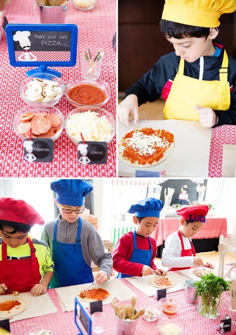 Chef Birthday Party, Modern Bistro, Kids Cooking Party, Pizza Party Birthday, Baking Birthday Parties, Kids Pizza, Cooking Party, Mini Chef, Kid Chef