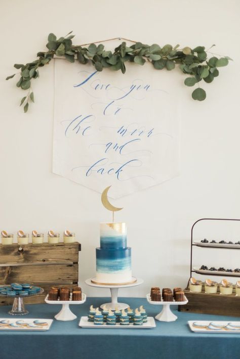 Boy baby shower inspiration. Baby Shower Mixto, Moon Baby Shower Theme, Moon Stars Baby Shower, Bebe Shower, Moon Baby Shower, Moon Baby, Space Baby, Shower Inspiration, Baby Shower Inspiration