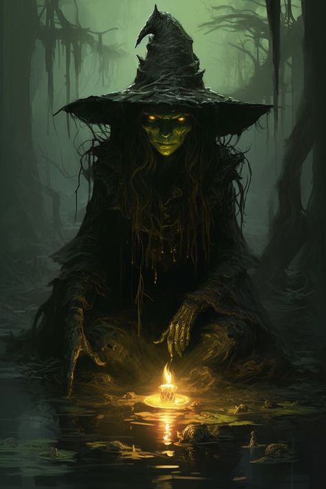 A Witch Costume, Dnd Monster, Swamp Witch, Witches Cottage, Witch Photos, Witch Pictures, Witchy Art, Scary Witch, Fantasy Witch