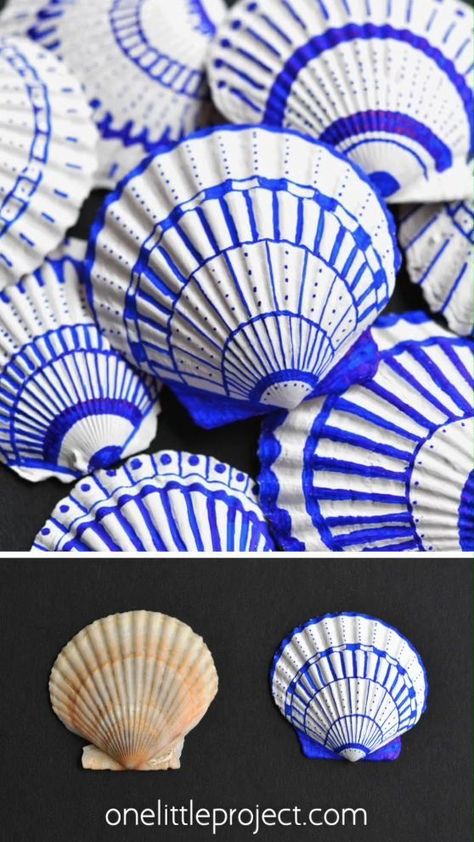 Learning Arts And Crafts For Kids, How To Paint Seashells, Sea Horse Craft, Things To Do With Shells, Sea Shell Art Projects, Painted Shells Seashells, Painting Seashells Ideas, Seashell Crafts Kids, Shell Art Projects