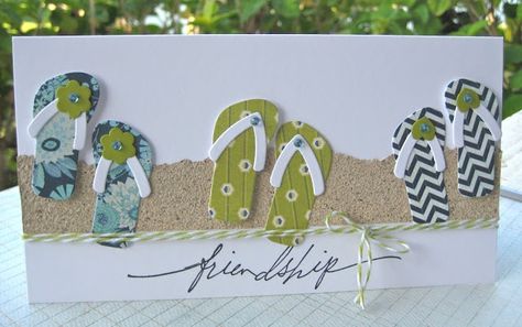 summer Beachy Cards, Flip Flop Cards, Nautical Cards, Beach Cards, Sand Paper, Summer Cards, Cricut Cards, Papertrey Ink, Friendship Cards