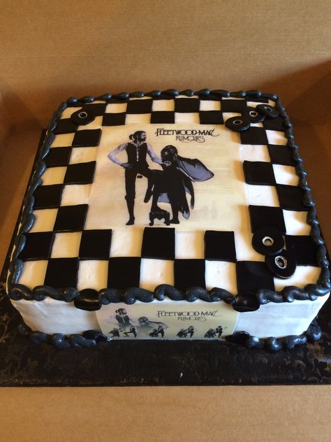 Fleetwood Mac groom's cake Fleetwood Mac Birthday Cake, Fleetwood Mac Birthday Party, Fleetwood Mac Themed Party, Mac Cake, Record Cake, 14th Birthday Cakes, Oceans 8, Cheese Party, 14th Birthday