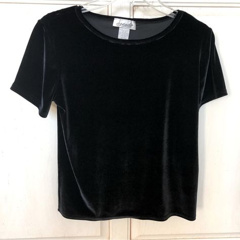 Velvet Top/ T-Shirt M Stretch Tops, Black Velvet Pants, Velvet T Shirt, Cut Top, Velvet Top, Velvet Trim, Velvet Pants, Top T Shirt, Velvet Tops