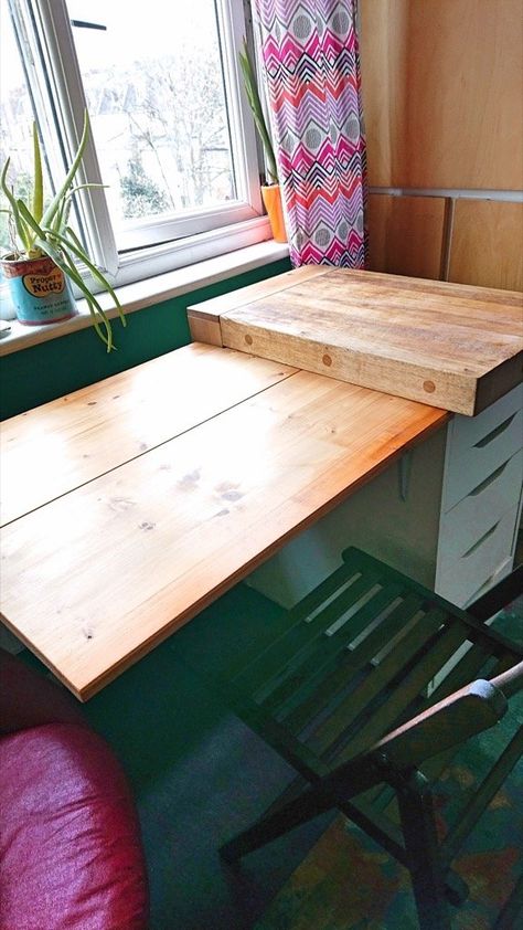 3 Ways to hack a Fold Down Table for a Small Space - IKEA Hackers Ikea Drop Leaf Table, Ikea Norden, Norden Gateleg Table, Kitchen Prep Table, Ikea Alex Drawers, Fold Out Table, Fold Down Table, Small Vacuum, Craft Cart