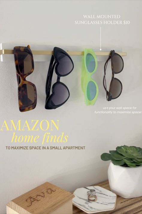 sunglasses holder wall, sunglasses organizer, functional wall decor, small apartment hacks, save space, maximizing space, amazon home finds prime day 2023, prime day 2023 finds, eyeglasses display holder, sunglasses display, bedroom organization, accessory organization, hanging jewelry organizers, functional and decorative, affordable home decor, college dorm room, first apartment, ‎‎sunglass storage display, ‎wooden sunglass rack, mkono, organization bedroom, affordable apartment decor Sunglasses Holder Wall, Sunglasses Holder Diy, Glasses Organization, Sunglasses Organization, Sunglass Rack, Diy Sunglasses Holder, Jewelry Organizer Hanging, Sunglass Storage, Sunglasses Storage Organizers