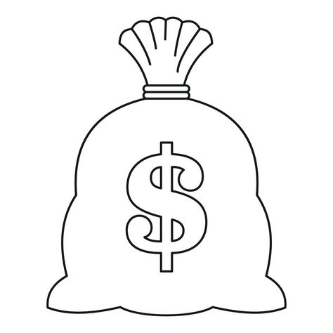 Money bag icon, outline style Money Bag Drawing, Bag Of Money, Bible Activities For Kids, Drawing Bag, Organization Apps, Bible Activities, Random Image, Bag Icon, Templates Printable Free