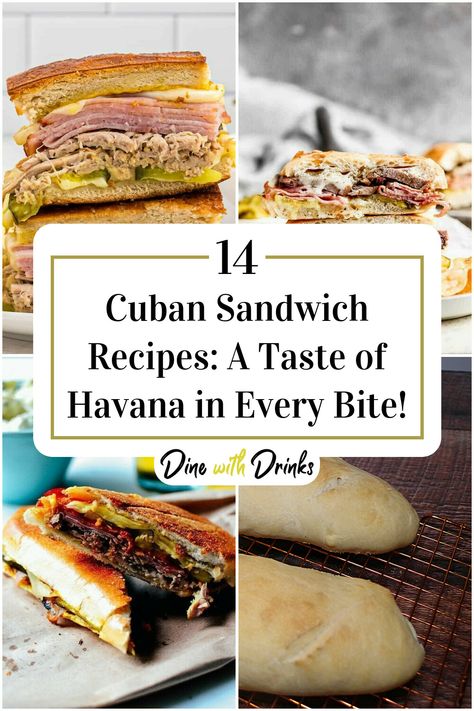 Collage of 4 cuban sandwich recipes. Cuban Sandwich Recipes, Cuban Sandwich Recipe, Cubano Sandwich, Cuban Bread, Cuban Dishes, Cuban Cuisine, Sandwich Ideas, Cuban Sandwich, Roast Pork