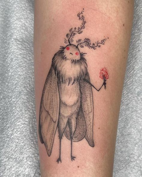 Moth Man Tattoo Cute, Moth Tattoos Men, Cute Mothman Tattoo, Skeleton Moth Tattoo, Moth Man Drawing, Moth Man Art, Moth Man Tattoo, Cute Moth Art, Cute Moth Drawing