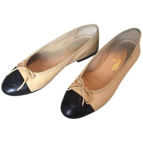 Pre-owned Chanel Beige And Black Ballerina Flats (6 905 ZAR) ❤ liked on Polyvore featuring shoes, flats, beige and black, ballerina flats, black ballerina flats, black shoes, ballet flat shoes and ballerina shoes White Thigh High Boots, White Ballet Shoes, Beige Ballet Flats, Black Ballerina Flats, Black Ballet Shoes, Leather Ballet Shoes, White Flat Shoes, Chanel Beige, Chanel Flats