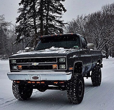 Square Body Ford Trucks, 80 Chevy Truck, 1987 Chevy Truck, Lifted Old Chevy Trucks, Old Lifted Chevy Trucks, Old Black Chevy Truck, 1990s Chevy Truck, 1980 Chevy Truck, Chevy Square Body Trucks Lifted