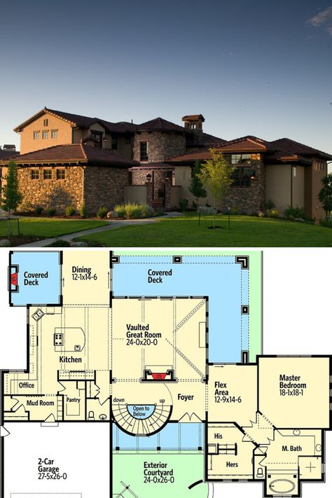 Tuscan Villa Floorplan, Tuscan Interior Design, Floor Plan Blueprint, Tuscan Home Decor Ideas, Tuscan Home Decor, French Arch, Rustic Remodel, Tuscan House Plans, Tuscan Interior