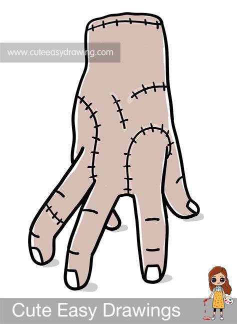 How to Draw Thing | Wednesday Hand Drawing Easy  | Netflix Thing Easy. How to Draw Wednesday hand Drawing. Thing Drawing Wednesday, Wednesday Hand Drawing, Wednesday Cartoon, Wednesday Addams Party Ideas, Thing Wednesday, Wednesday Thing, The Addams Family Halloween, Wednesday Addams Party, Wednesday Costume