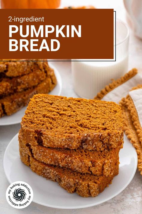 Make the easiest quick bread of your life with this 2-ingredient pumpkin bread recipe. Kids and adults alike will love making this cozy fall bread. Ww Pumpkin Bread, Pumpkins Bread, 2 Ingredient Pumpkin Bread, Pumpkin Bread Healthy, Pumpkin Breads, Fall Bread, Pumpkin Foods, Easy Pumpkin Bread, Healthy Pumpkin Bread