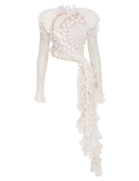 Zimmerman Top, Frill Neck Blouse, Silk And Lace, 2023 Collection, Color Swatch, Spring 2023, Shoulder Crop Top, Western Dresses, Stage Outfits