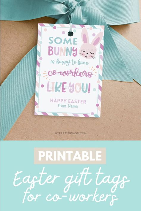 Make cute Easter gifts for co-workers with these printable Coworker Easter Tags that read “Some Bunny is happy to have co-workers like you”! Pair with chocolate, flowers or baked goods for a thoughtful Easter gift for co-workers, office colleagues, volunteers or staff gifts. Instantly download the printable Coworker Easter Tags and start making your Easter gifts today! Easy Easter Gifts, Printable Friends, Volunteer Appreciation Gifts, Easter Tag, Staff Appreciation Gifts, Easter Favors, Easter Gift Tag, Easter Tags, Staff Gifts