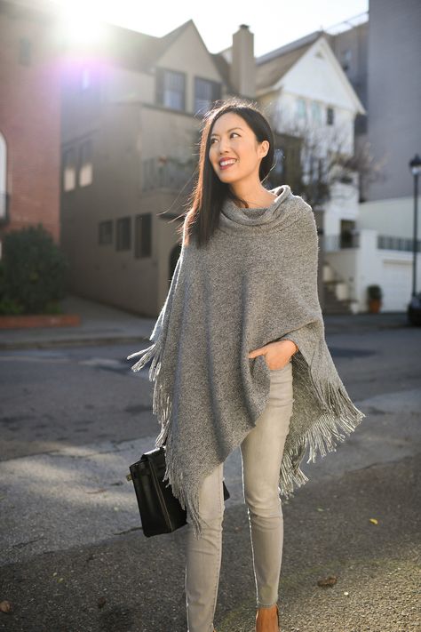 Gray Poncho Outfit Winter, Gray Poncho Outfit, Grey Poncho Outfit, Poncho Outfit Winter, Virgo In Love, 9to5chic Outfits, In Love With Life, Poncho Outfit, Grey Poncho