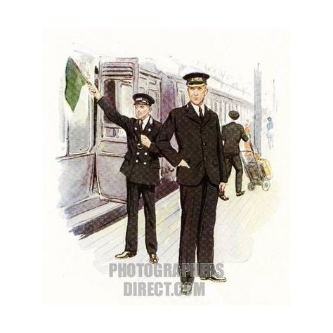 Stock Photography image of Railway Staff uniforms , 1920 30s : English... ❤ liked on Polyvore featuring people Conductor Outfit, Captain Clothes, Outfit Cartoon, Train Conductor, Staff Uniforms, Vintage Train, Dieselpunk, The Train, Railway Station