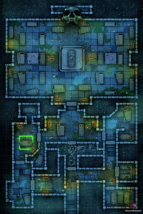 Great for roll20! Visit https://patreon.com/dicegrimorium for more. #dnd #map #dungeonsanddragons #battlemap #fantasy #dungeon #crypt #tomb #lich #halloween #ruins #5e #5eart #5emap #dragonlance #greyhawk #environment #adventure #magic #outdoors #wilderness #plains #forgottenrealms #roll20 #fantasygrounds #gameart #art #tabletop #rpg #pathfinder #heroclix #encounter #grid #miniatures #cartography Fantasy Dungeon, Battle Map, Fantasy Town, Scale Map, Forgotten Realms, Dungeon Maps, D D Maps, Aerial Photo, Map Design