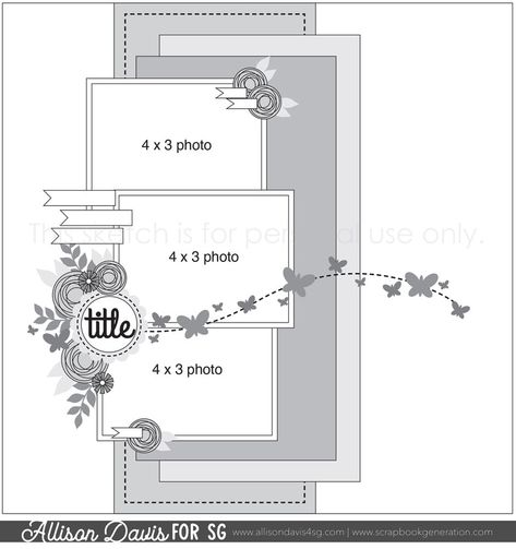 Scrapbook Sketches 12x12, Allison Davis, Scrapbook Generation, Scrapbook Design Layout, Photo Sizes, Page Maps, Scrapbook Layout Sketches, Once A Month, Scrapbook Templates