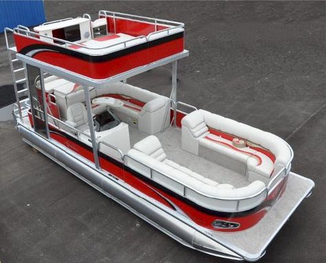 all that's missing is the G on the upper deck Luxury Pontoon Boats, Pontoon Party, Pontoon Houseboat, Pontoon Boat Accessories, Party Barge, Types Of Boats, Yacht Builders, Build Your Own Boat, Deck Boat