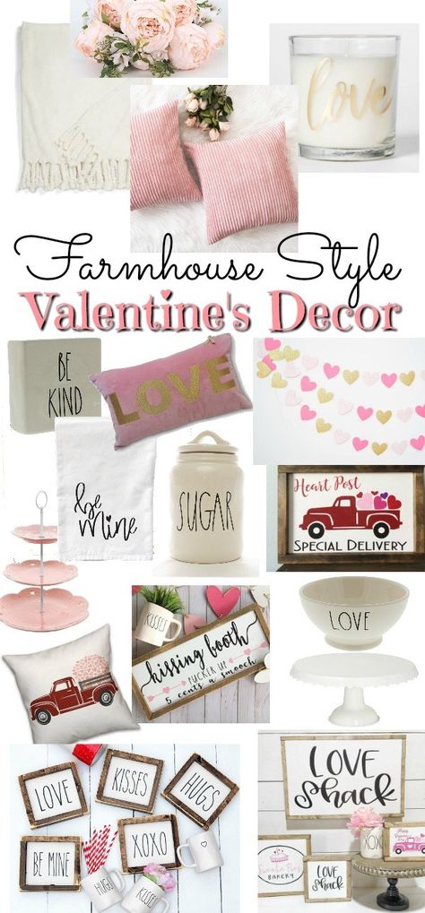 Using pinks, whites and golds in Valentine's Decor to create a farmhouse style. It only takes a few pieces to make a big statement. Selamat Hari Valentine, Farmhouse Valentine Decor, Saint Valentin Diy, Valentines Bricolage, Interior Design Minimalist, Valentine's Decor, Rustic Valentine, Valentine's Day Gift Ideas, Diy Valentines Decorations