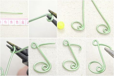 Step 1: Make music note with aluminum wire Wire Guitar Diy, Music Themed Wire Jewelry, Music Note Wire Jewelry Diy, Wire Guitar Jewelry, Wire Wrapped Guitar Tutorial, Music Note Earrings, Jewelry Making Instructions, Wire Jig, Illustrated Instructions