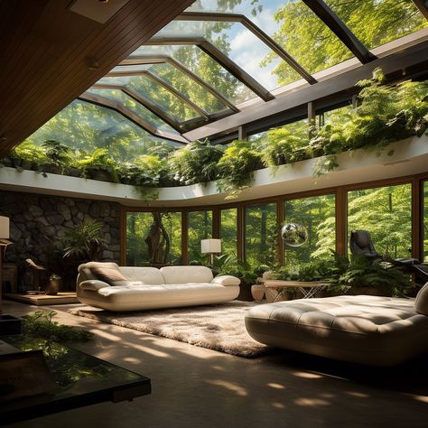 Home Skylight, Biophilic Home, Dark Modern House, Luxury Outdoor Spaces, Lounge Room Design, French Country Ideas, Rustic Home Design, The Beauty Of Nature, Home Building Design