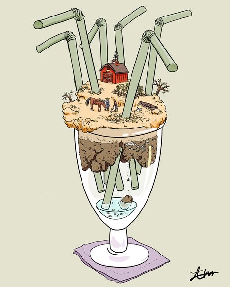 An illustration from the California drought in 2015. Available as a T-shirt in Redbubble. Drought Resilience Poster, Drought Illustration, Milkshake Illustration, Abstract Symbols, Illustrated Quotes, California Drought, Magical Items, Illustration Quotes, Hd Phone Wallpapers