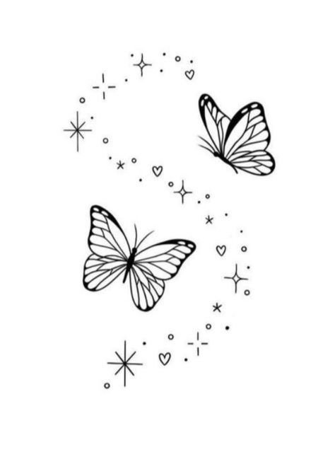 Butterfly Tattoo Stencil, Maching Tattoos, Sparkle Tattoo, Butterfly Tattoos On Arm, Horoscope Tattoos, Small Butterfly Tattoo, Butterfly Tattoos For Women, Star Tattoo Designs, Tattoo Zeichnungen