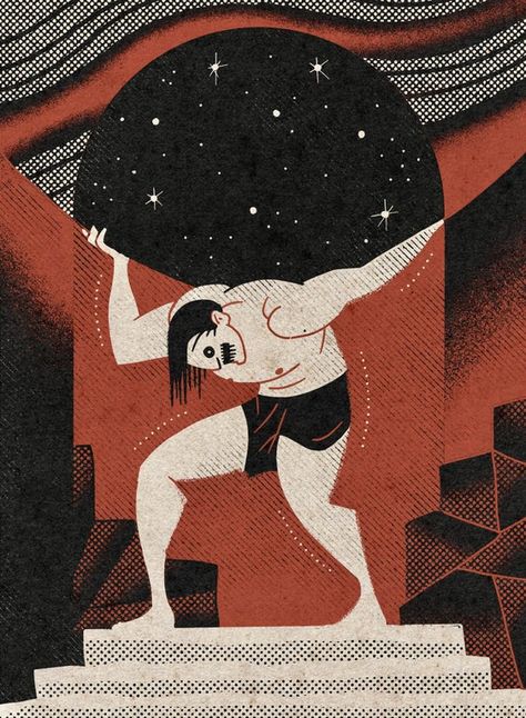 Atlas, by me. : mythology Atlas Mythology, Surf Merch, Greek Mythology Illustration, Sisyphus Tattoo, Atlas Art, Ancient Greek Art, Esoteric Art, Greek Mythology Art, Tarot Art