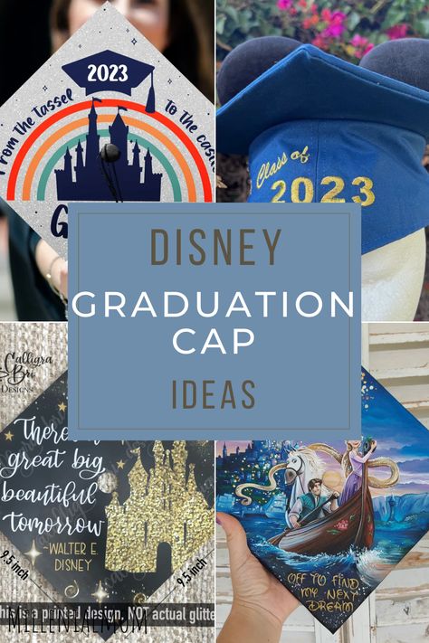 The cutest cap decoration for graduation with adorable disney designs. Look your best this graduation with these crad cap ideas. Grad cap ideas, grad cap design, decorated graduation cap, grad cap inspo, disney (ad) Disney Masters Graduation Cap, Disney College Program Graduation Cap, Disney Graduation Cap Ideas College, Graduation Cap Ideas High School, Disney Graduation Cap Designs, Graduation Cap Ideas College, Grad Cap Ideas Disney, Disney Graduation Cap Ideas, Graduation Cap Designs Disney