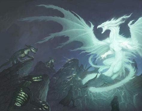 Ghost Dragon, Dragon Wolf, Mythical Dragons, D D Monsters, Dnd Dragons, Monster Characters, Sea Dragon, Scene Art, Dragon Pictures