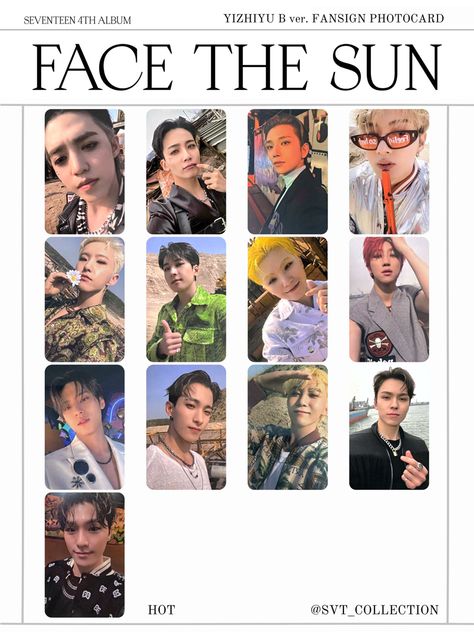 Seventeen Face The Sun Photocard, Scoups Photocard, Svt Photocards, Seventeen Photocard, Face The Sun, Pc Template, Photocard Template, 17 Kpop, Facing The Sun